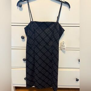 Altar'd State Black and Gray Checkered Mini Dress